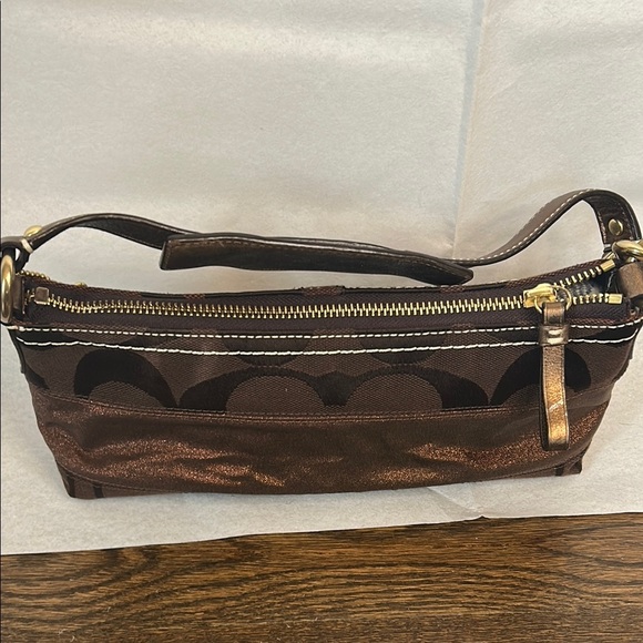 Coach Shimmery Brown Shoulder Bag with Gold Accents - Picture 5 of 8